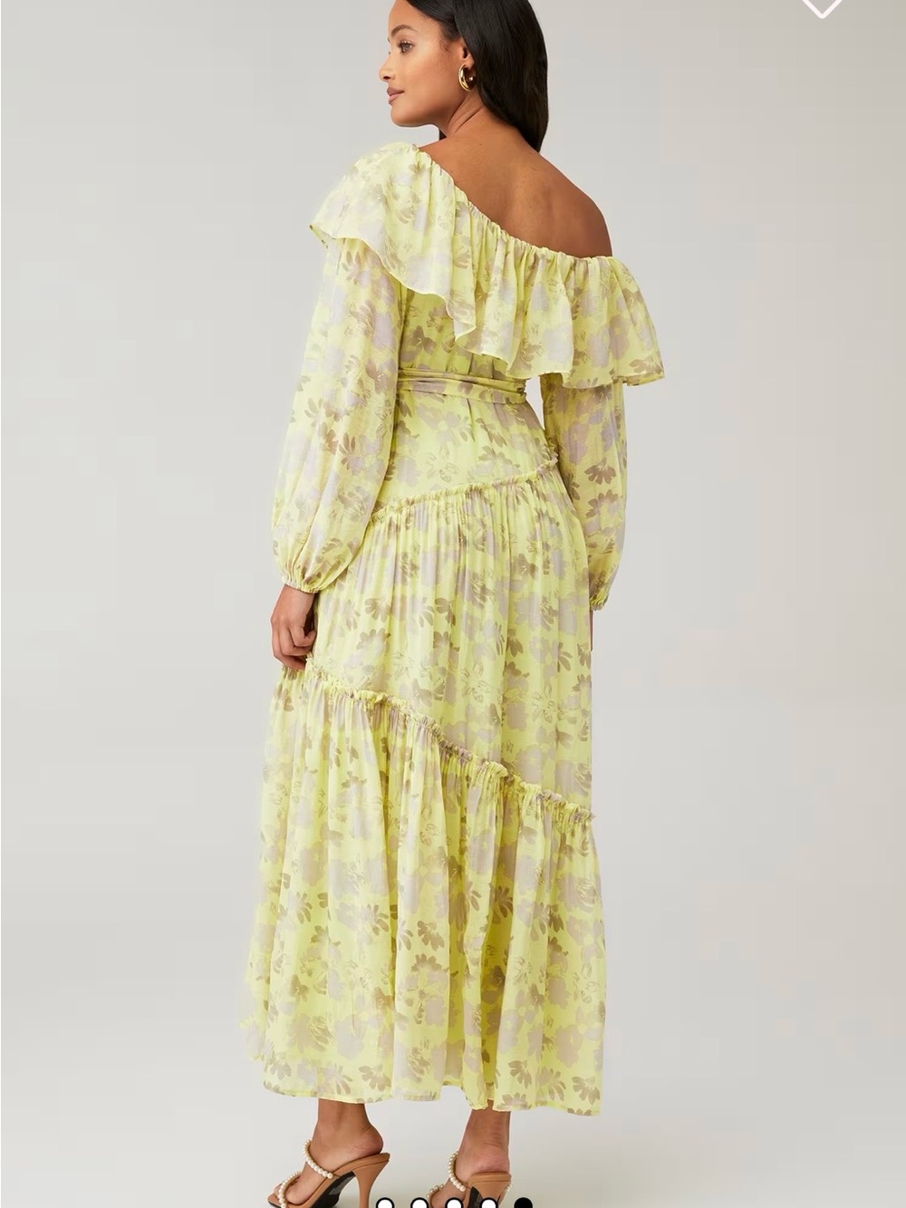 NWT ASTR the label Kaylani Floral Yellow Maxi Dress Off Shoulder Size Medium - Picture 2 of 13